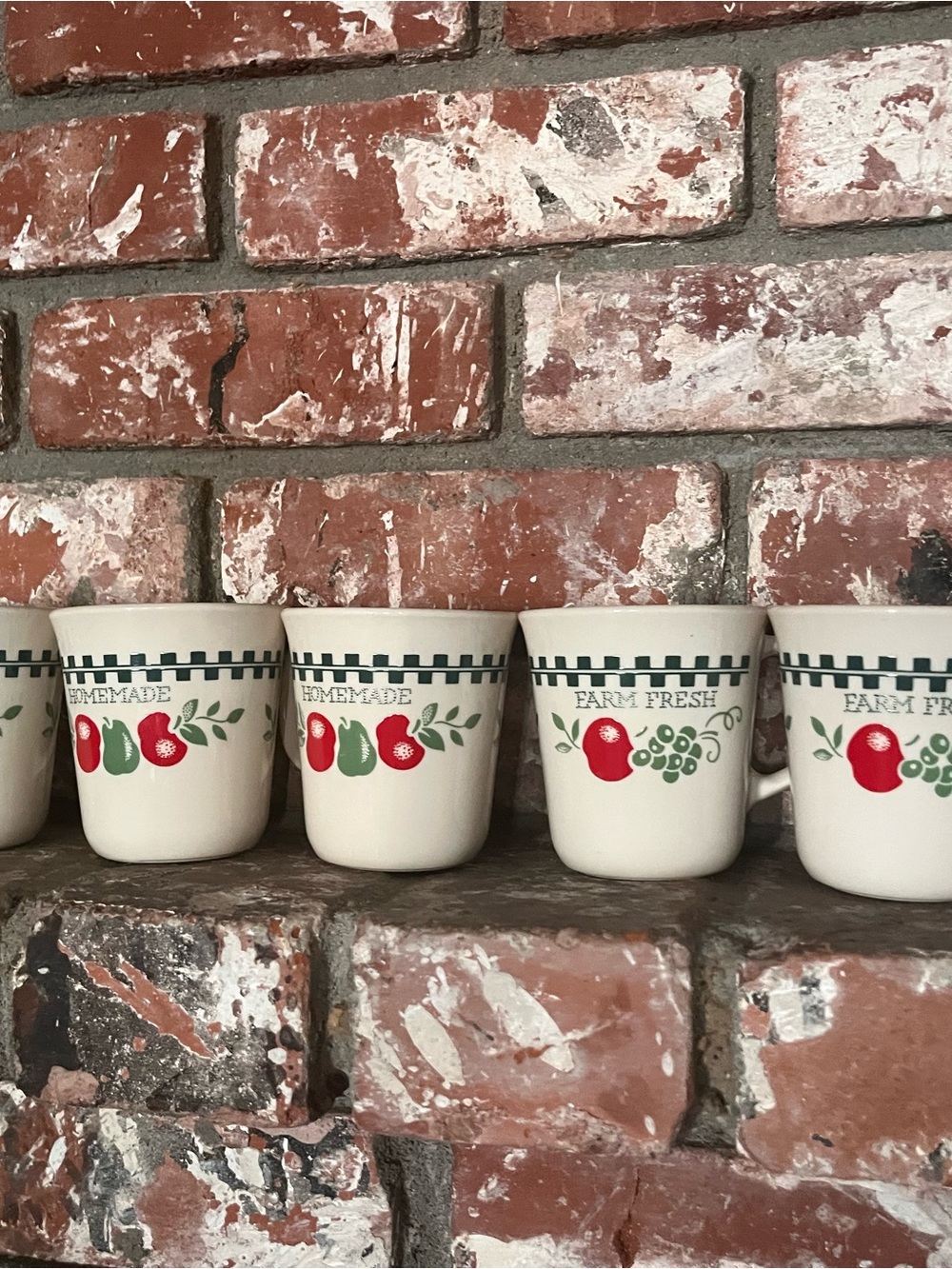 Vintage Corning Ware Farm Fresh Ceramic Mug - Cream with Red & Green Fruit Motif